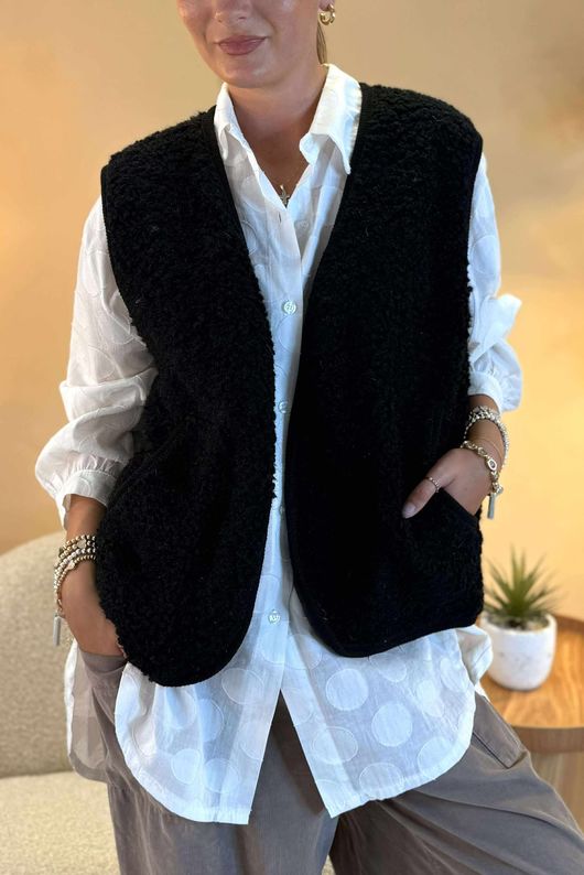 Made in Italy Arlo Sherpa Gilet Black /10 =